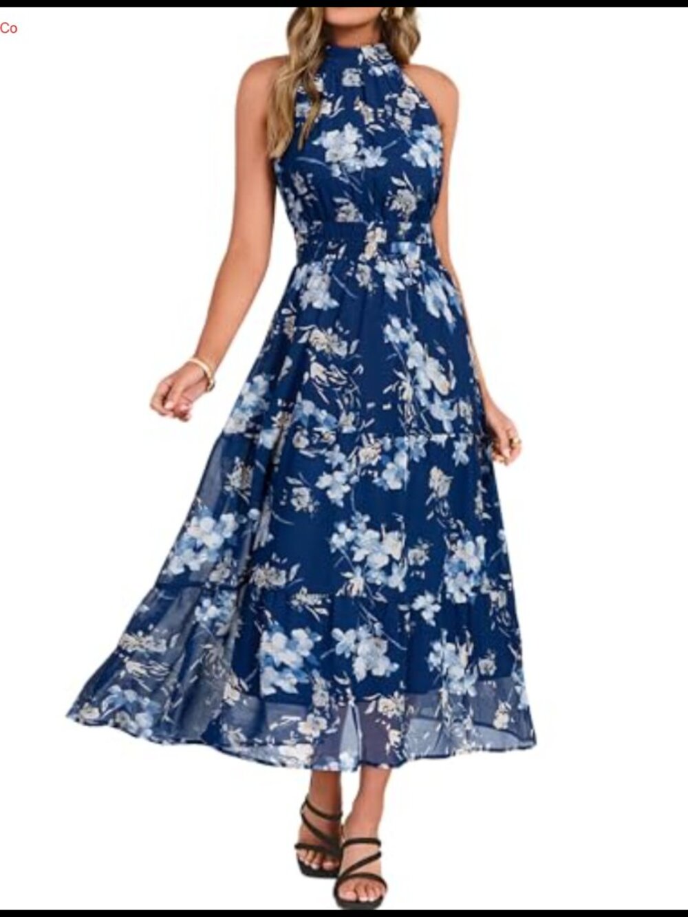 Simplee Halter Maxi Dress Floral Boho Wedding Guest Vacation